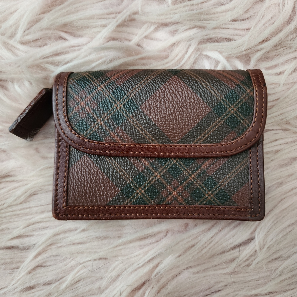 Polo By Ralph Lauren Brown Plaid Wallet Pouch Vintage